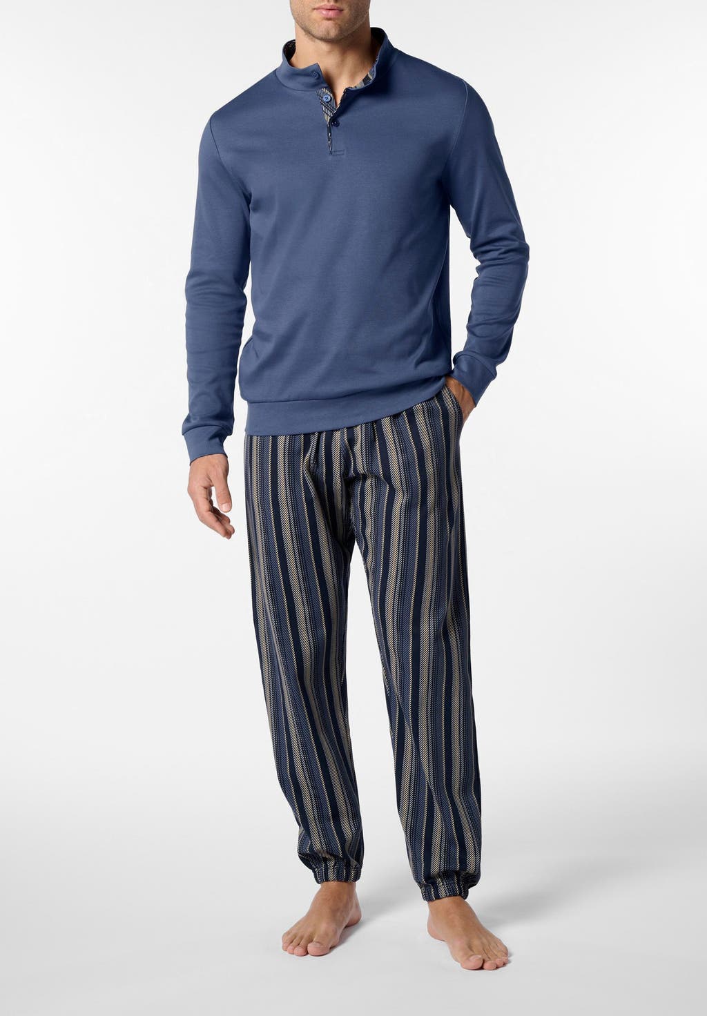 PIGIAMA UNISEX LUPETTO IN CALDO COTONE STAMPA A RIGHE PEROFIL