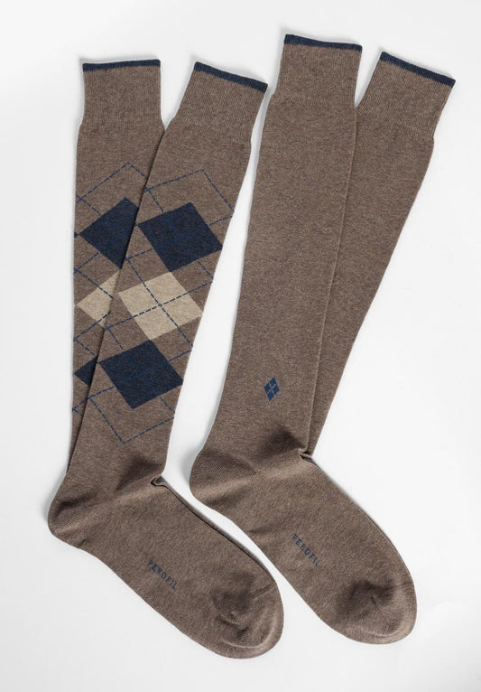 CALZA LUNGA IN COTONE INVERNALE FANTASIA ROMBI BIPACK PEROFIL