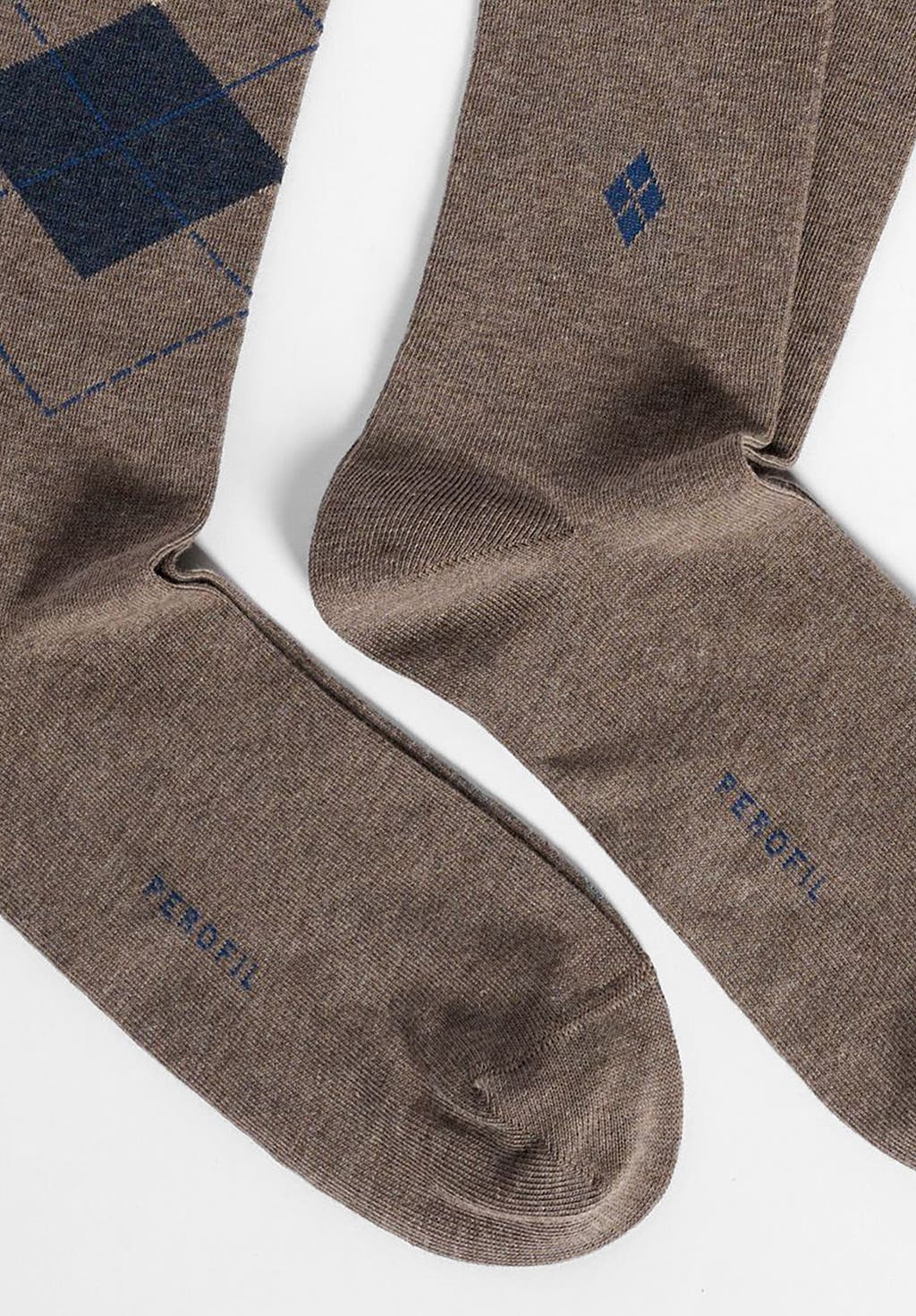 CALZA LUNGA IN COTONE INVERNALE FANTASIA ROMBI BIPACK PEROFIL