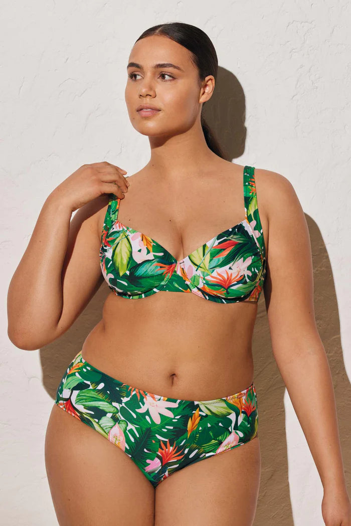 SLIP BIKINI VITA ALTA STAMPA TROPICALE YSABEL MORA