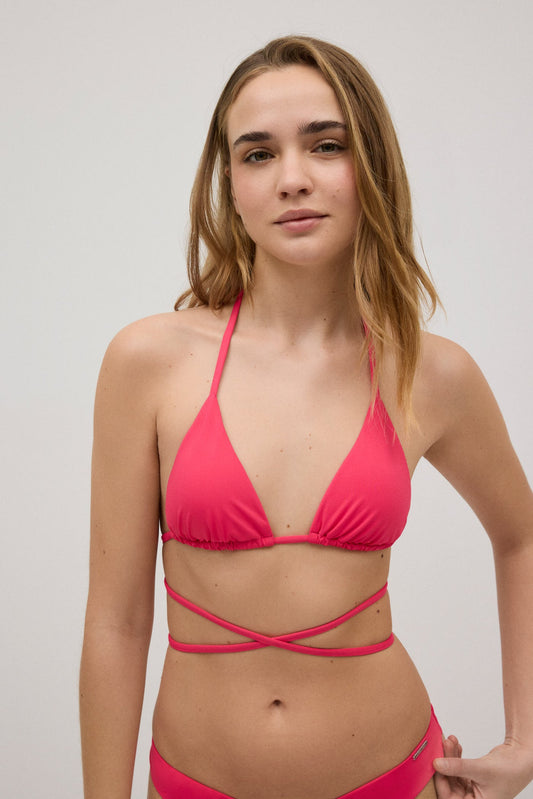 TOP BIKINI A TRIANGOLO CON INCROCIO HOT PINK YSABEL MORA