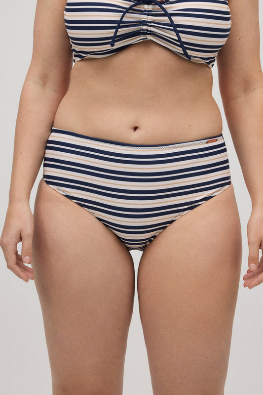 SLIP BIKINI VITA ALTA CONTENITIVO STAMPA A RIGHE YSABEL MORA