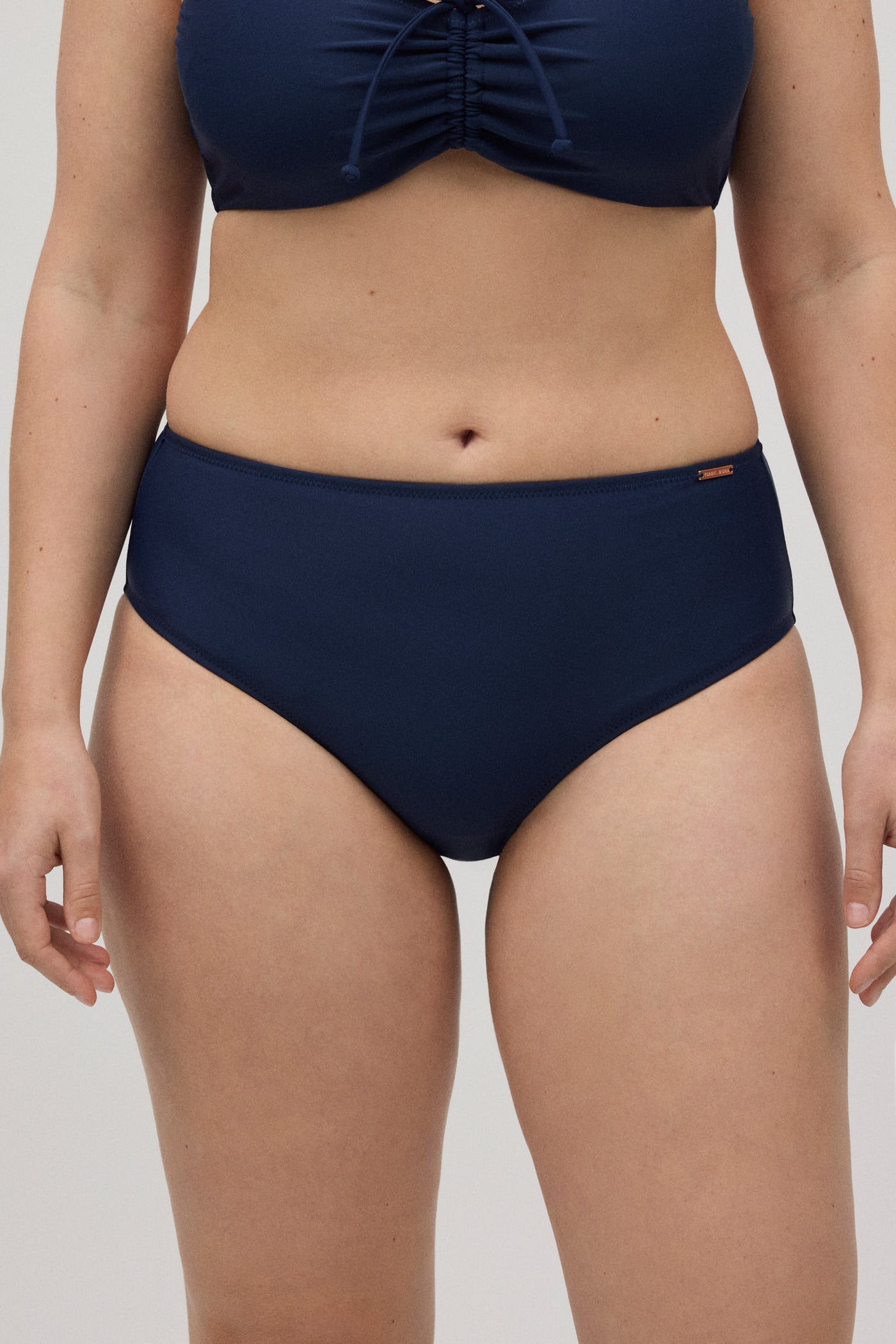 SLIP BIKINI VITA ALTA CONTENITIVO TINTA UNITA BLU NAVY YSABEL MORA