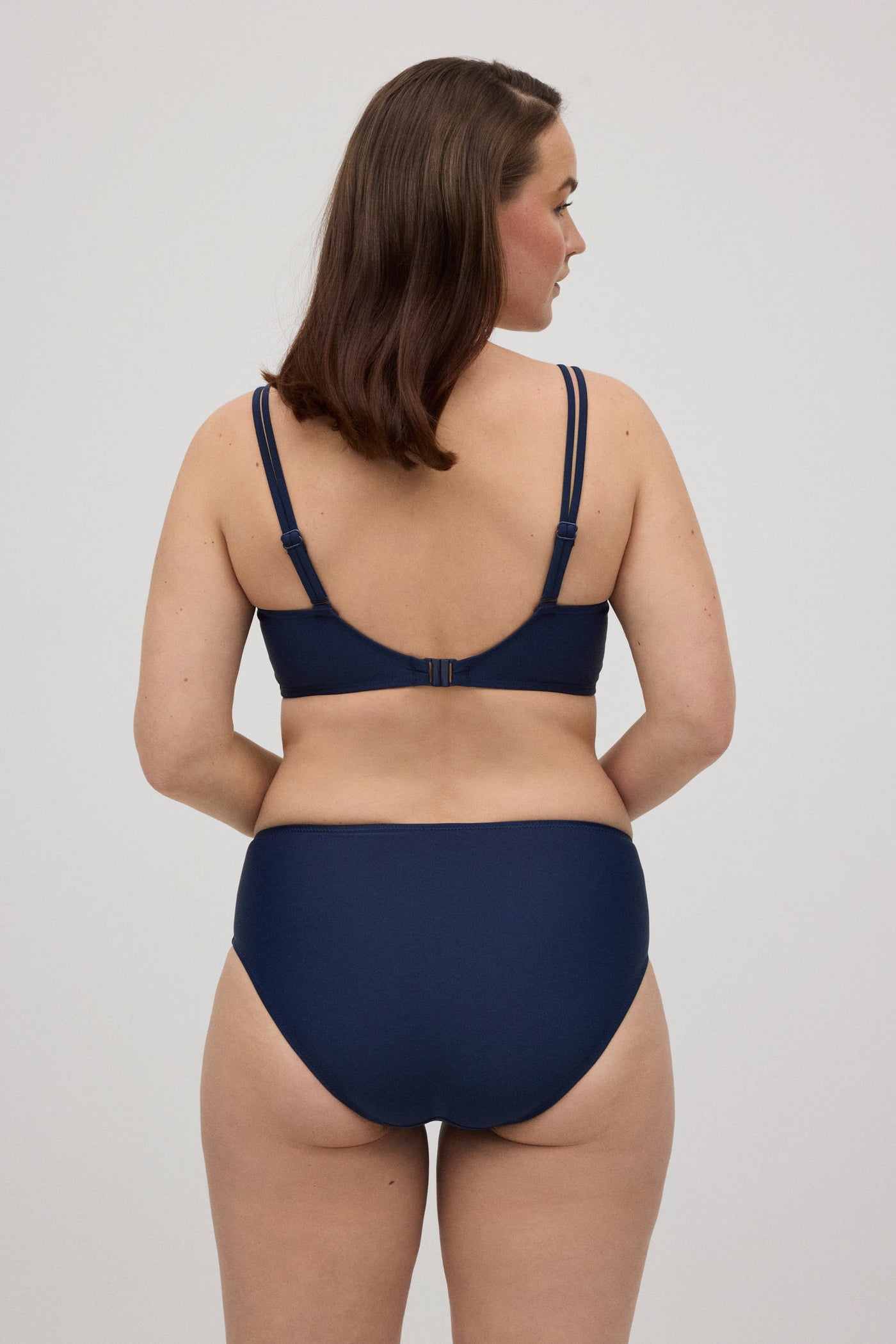 SLIP BIKINI VITA ALTA CONTENITIVO TINTA UNITA BLU NAVY YSABEL MORA