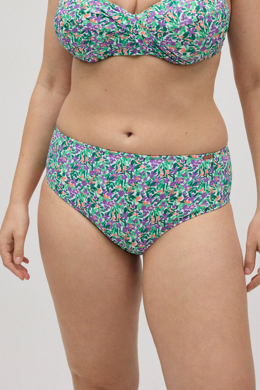 SLIP BIKINI VITA ALTA CONTENITIVO IN MICROPIQUÉ STAMPA FLOREALE YSABEL MORA