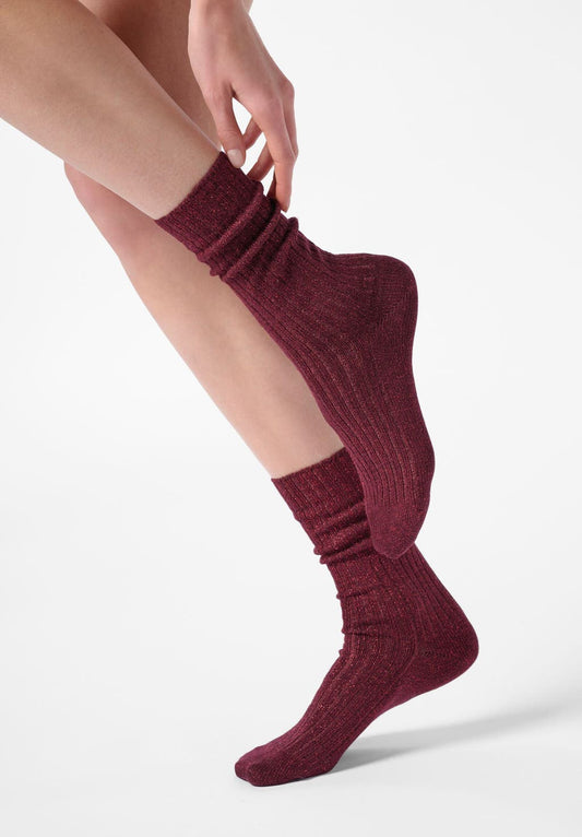 CALZINO IN COTONE E LAMÈ A COSTINE DIAMONDS RIB OROBLÙ