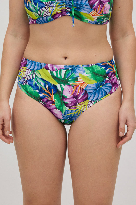 SLIP BIKINI VITA ALTA CONTENITIVO STAMPA TROPICALE YSABEL MORA