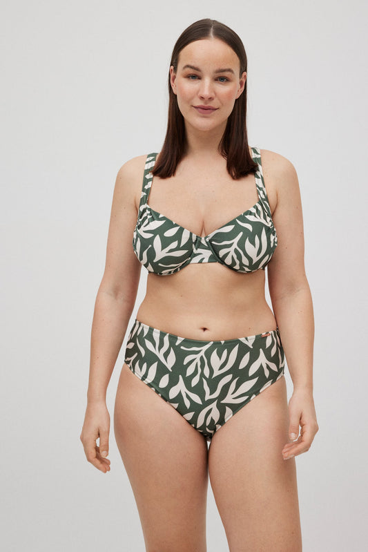 COMPLETO BIKINI MINIMIZER COPPA D+SLIP VITA ALTA STAMPA FOLIAGE YSABEL MORA