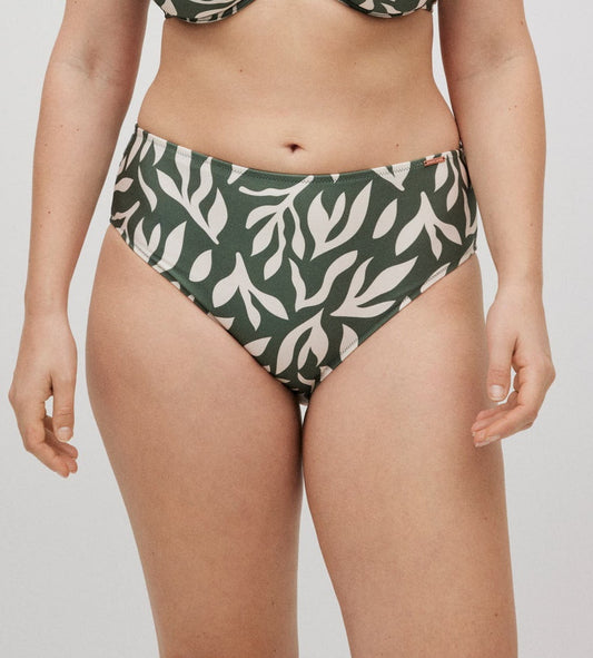 SLIP BIKINI VITA ALTA CONTENITIVO STAMPA FOLIAGE YSABEL MORA