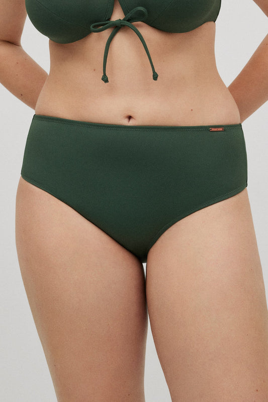 SLIP BIKINI VITA ALTA CONTENITIVO MICROPIQUÈ VERDE SCURO YSABEL MORA