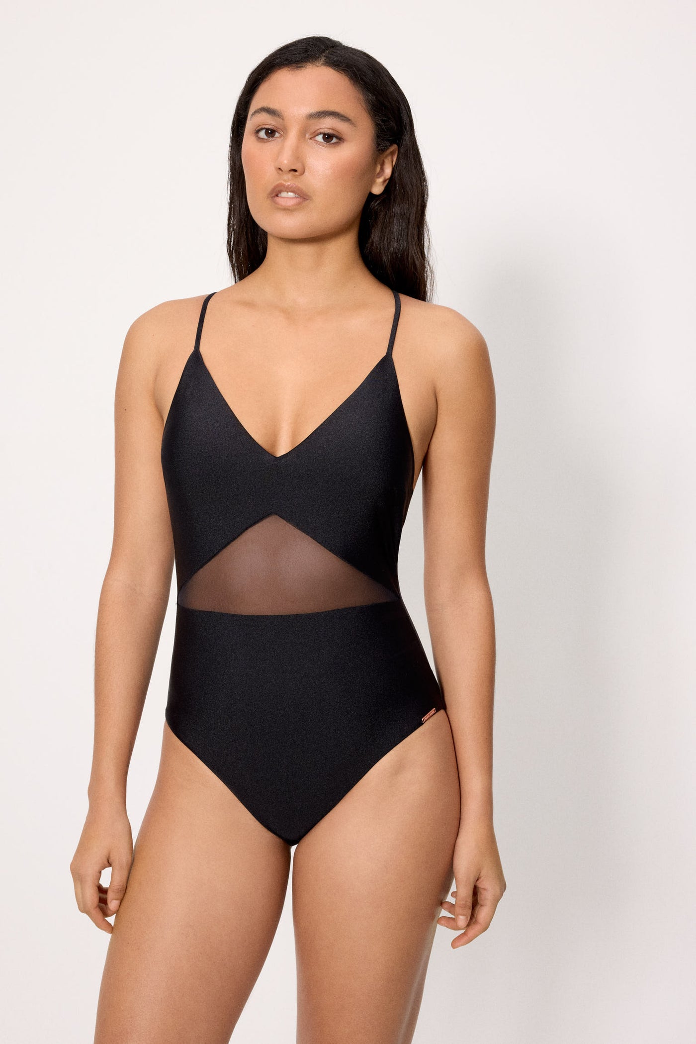COSTUME INTERO DA BAGNO CON INSERTO IN TULLE E TESSUTO GLITTERATO YSABEL MORA