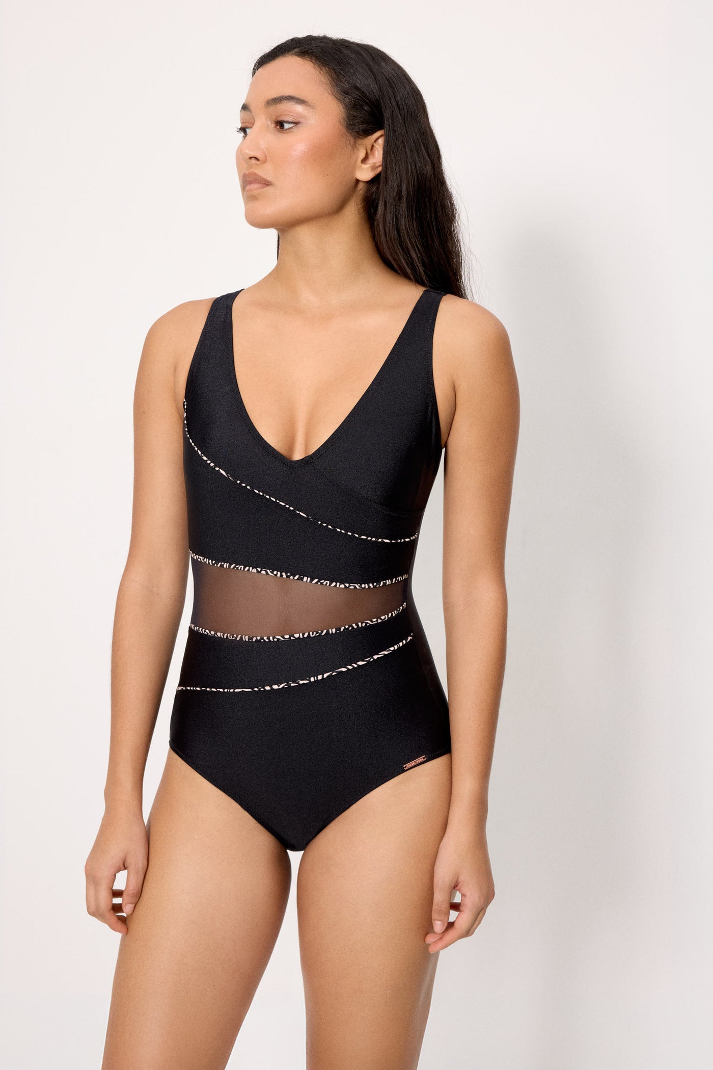 COSTUME INTERO DA BAGNO MODELLANTE CON INSERTO IN TULLE E TESSUTO GLITTERATO YSABEL MORA
