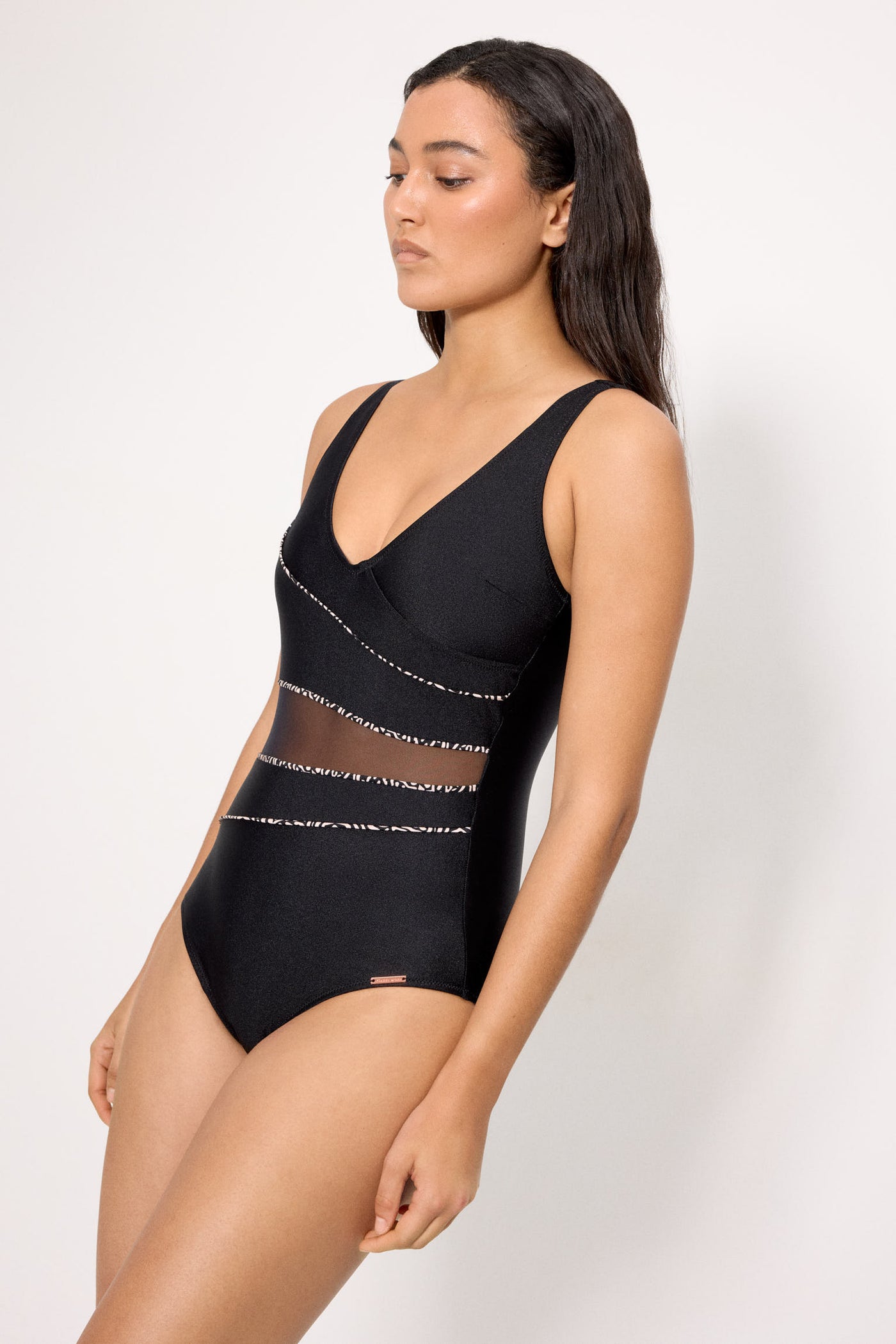COSTUME INTERO DA BAGNO MODELLANTE CON INSERTO IN TULLE E TESSUTO GLITTERATO YSABEL MORA