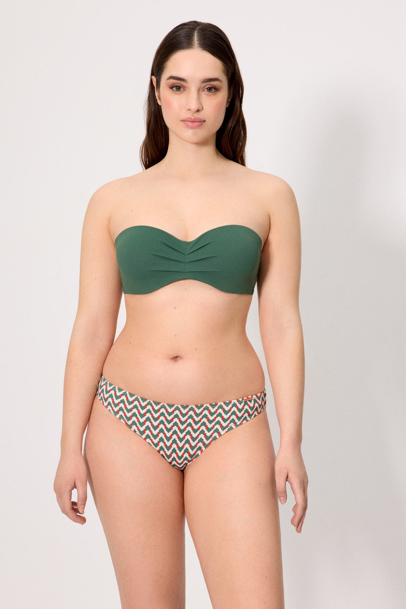 REGGISENO BIKINI A FASCIA MICROPIQUÈ COPPA C VERDE SCURO YSABEL MORA