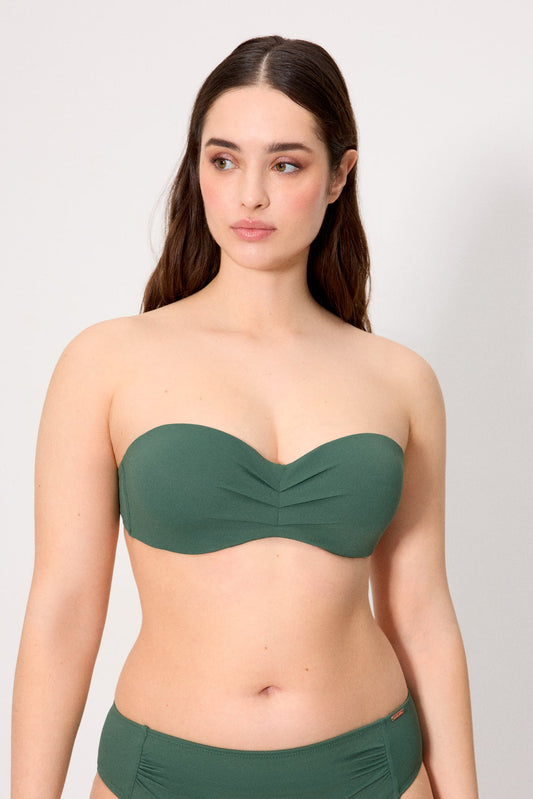 REGGISENO BIKINI A FASCIA MICROPIQUÈ COPPA C VERDE SCURO YSABEL MORA