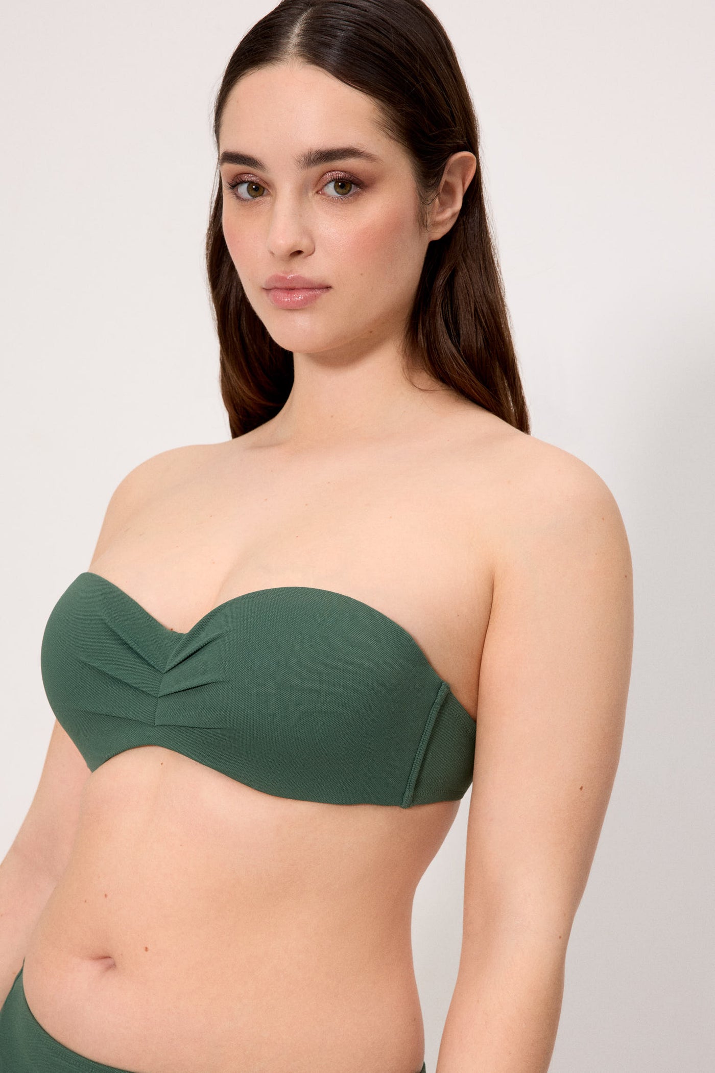 REGGISENO BIKINI A FASCIA MICROPIQUÈ COPPA C VERDE SCURO YSABEL MORA