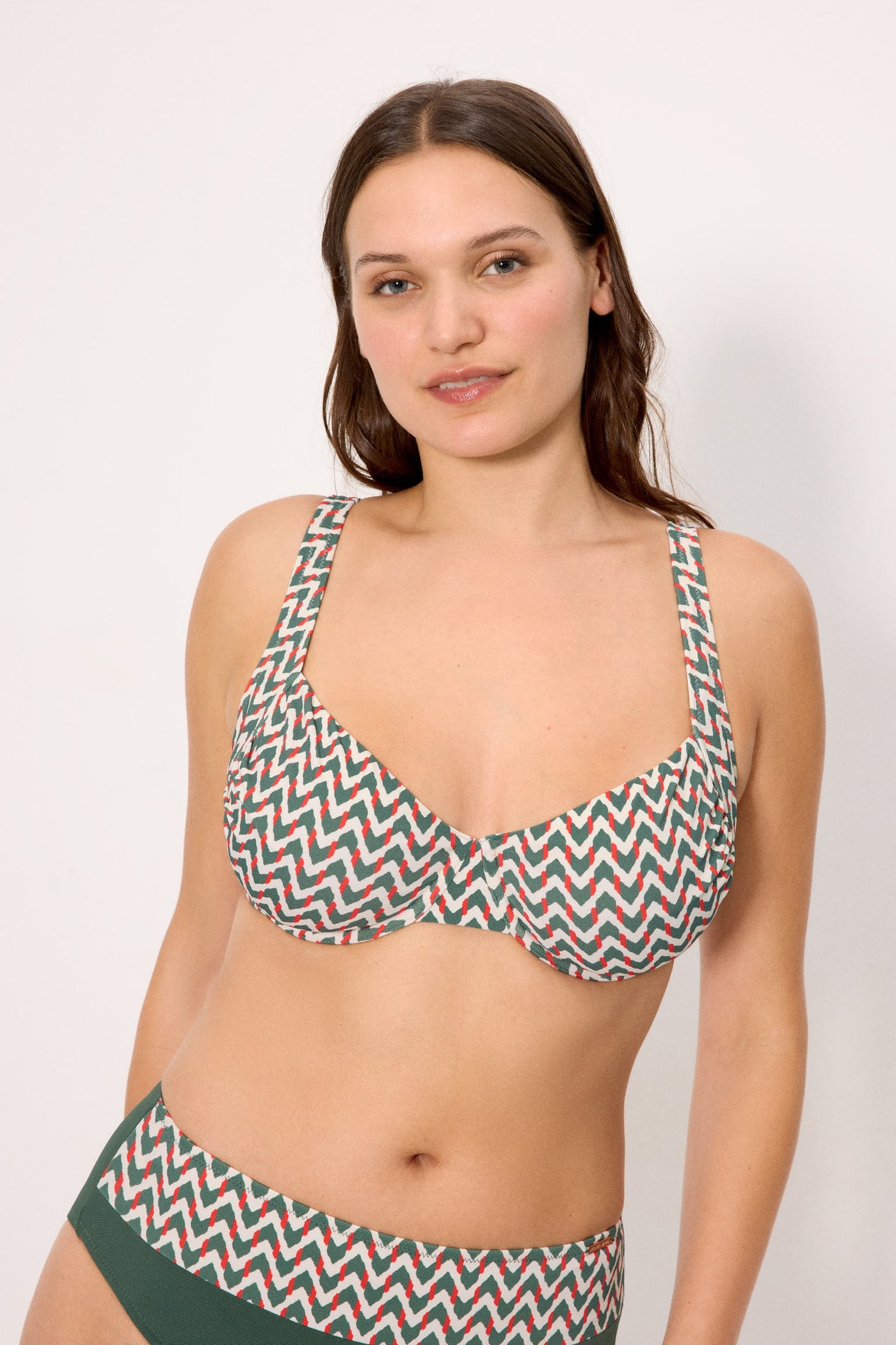 REGGISENO BIKINI MINIMIZER COPPA E IN TESSUTO MICROPIQUÈ VERDE BOTTIGLIA YSABEL MORA