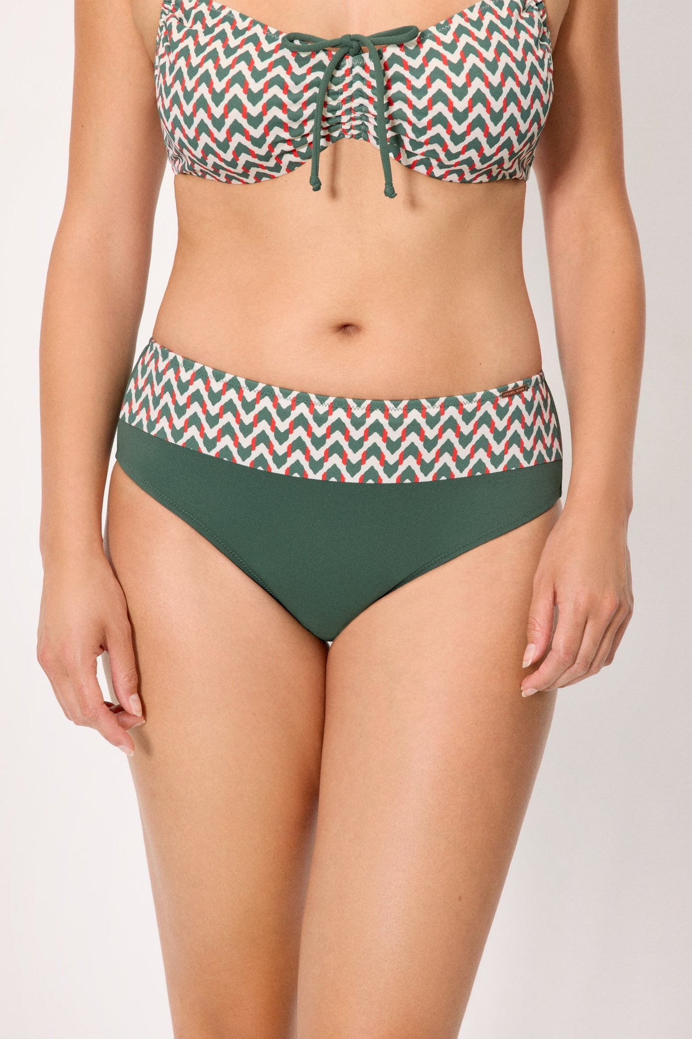 SLIP BIKINI VITA ALTA CONTENITIVO IN MICROPIQUÈ VERDE BOTTIGLIA YSABEL MORA