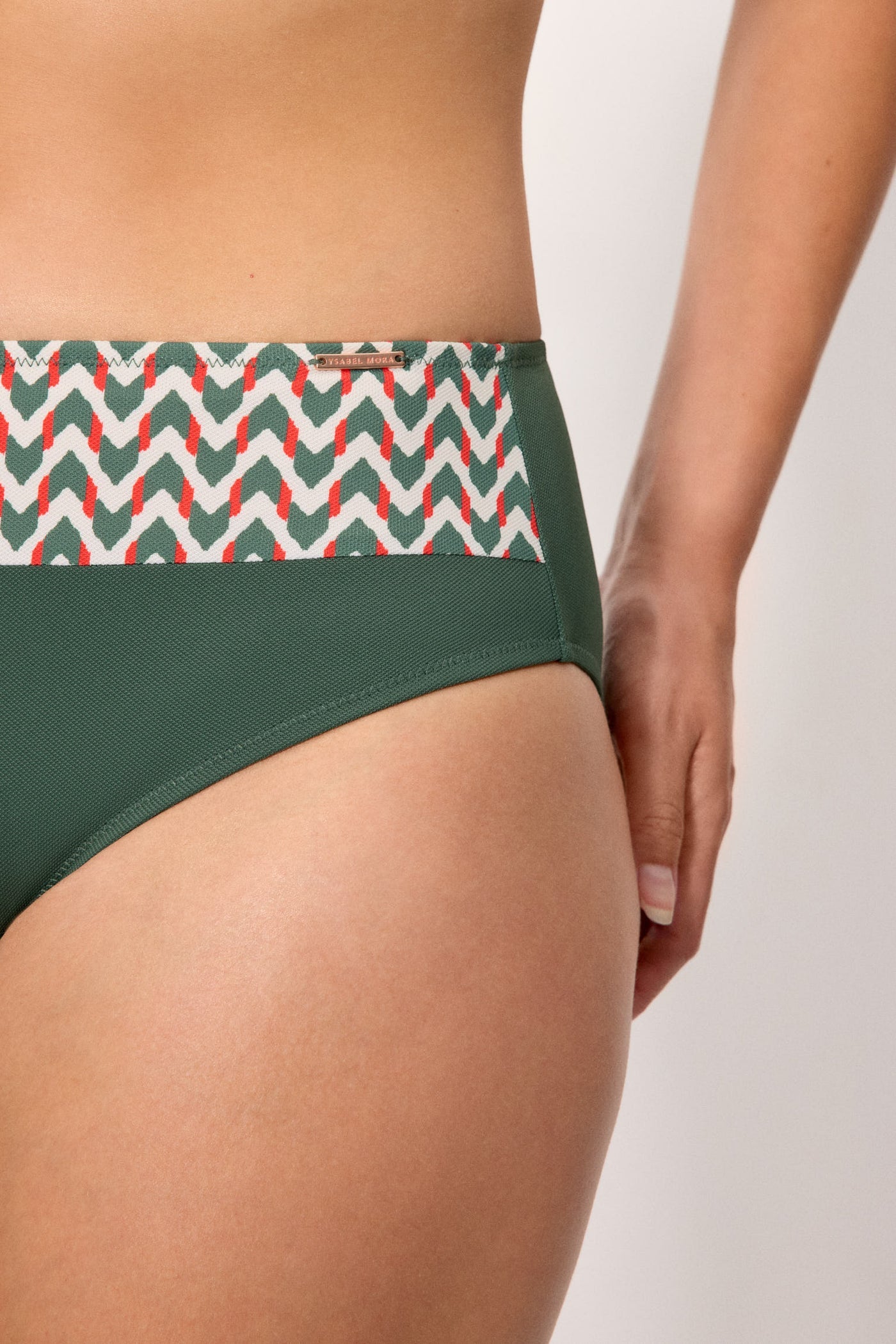 SLIP BIKINI VITA ALTA CONTENITIVO IN MICROPIQUÈ VERDE BOTTIGLIA YSABEL MORA