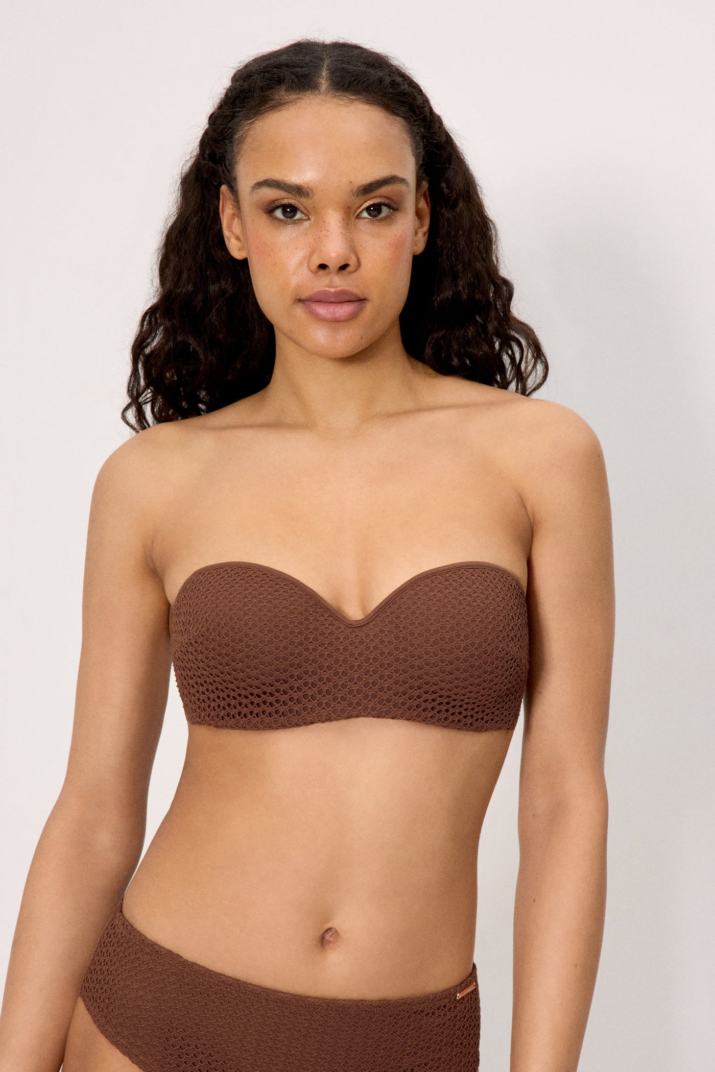 REGGISENO BIKINI A FASCIA TRAFORATO COPPA C MARRONE YSABEL MORA