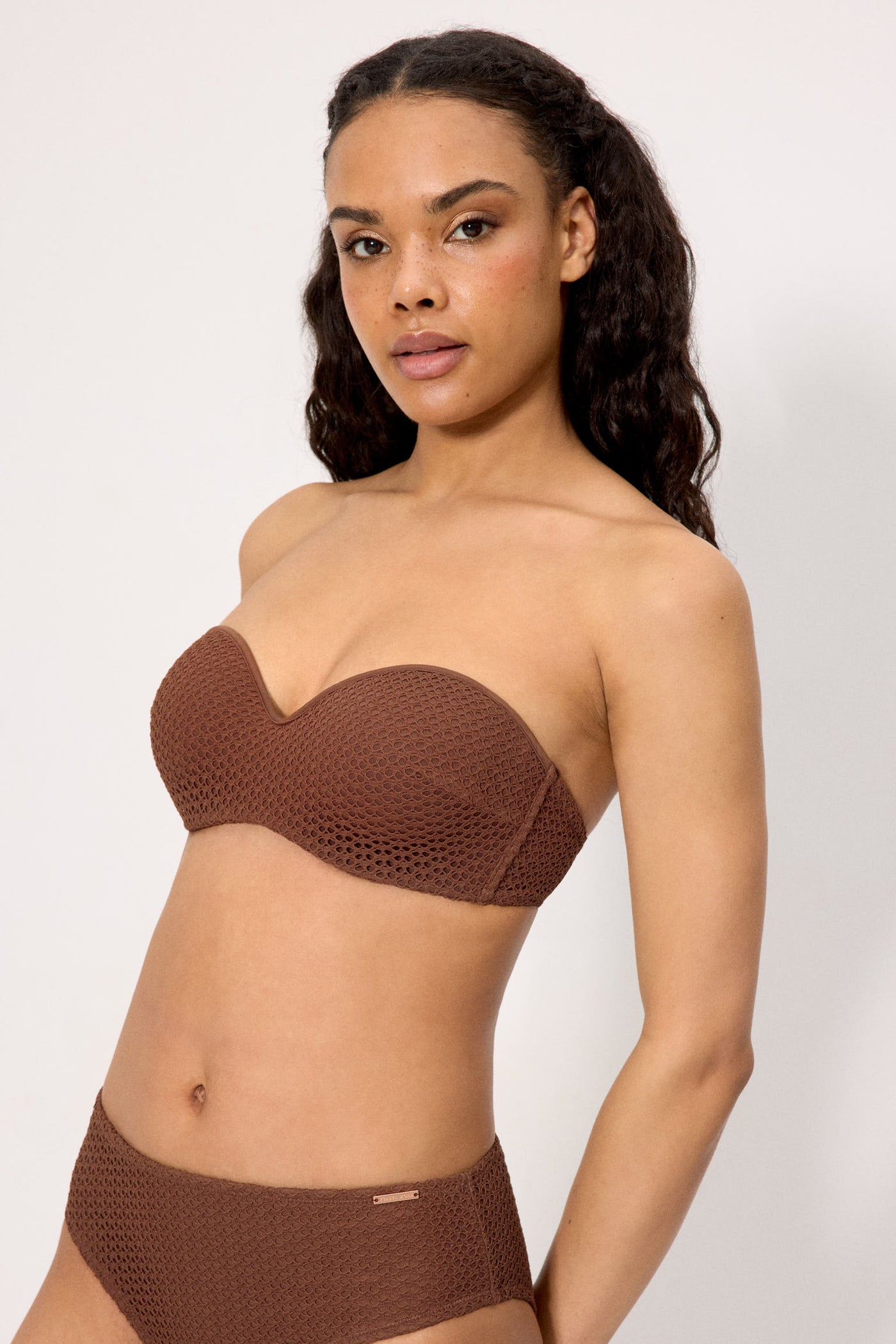 REGGISENO BIKINI A FASCIA TRAFORATO COPPA C MARRONE YSABEL MORA