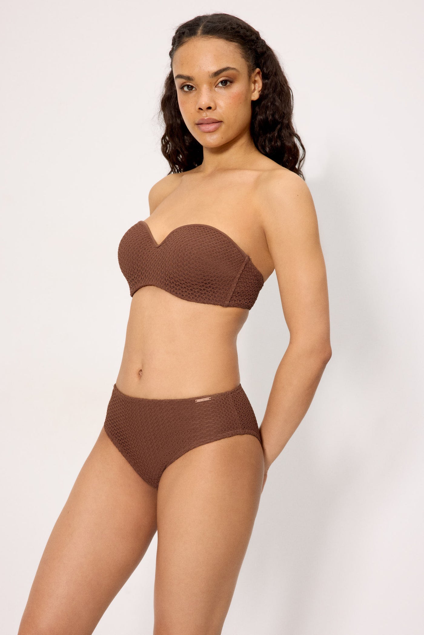 SLIP BIKINI VITA MIDI MODELLANTE TRAFORATO MARRONE YSABEL MORA