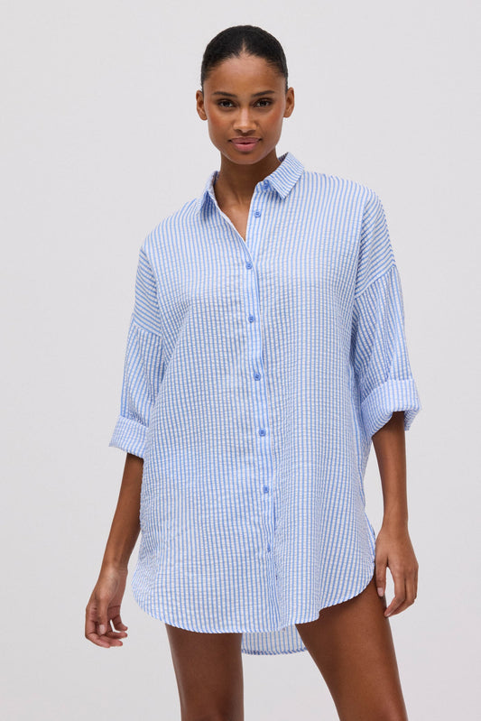 CAMICIA OVER STAMPA A RIGHE YSABEL MORA