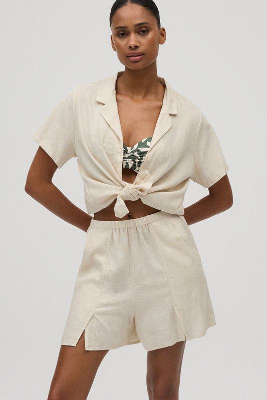PANTALONCINI IN MISTO LINO YSABEL MORA