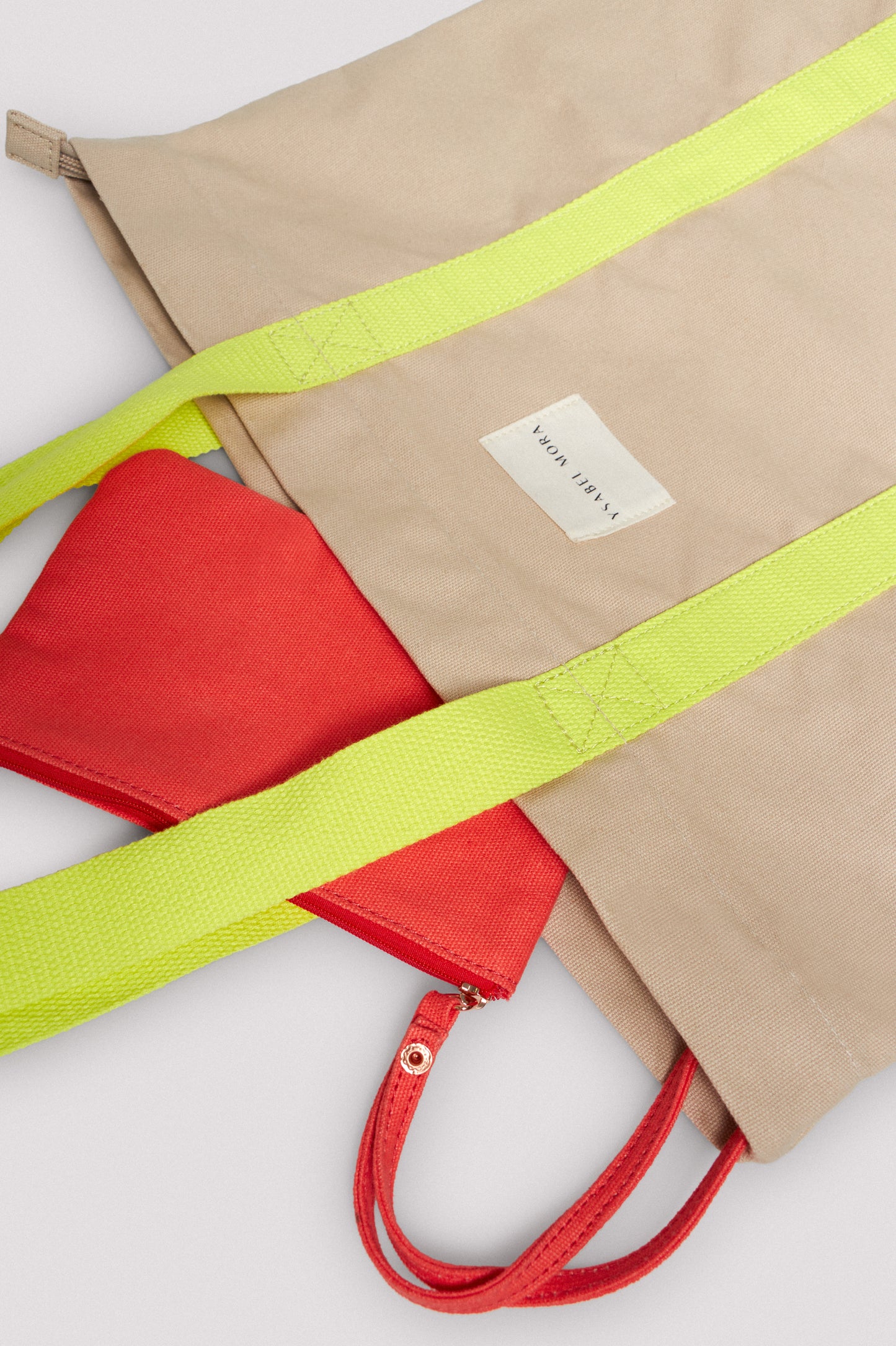 BORSA DA MARE IN TESSUTO A CONTRASTO BEIGE YSABEL MORA
