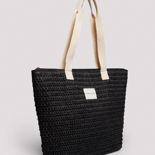 BORSA DA MARE IN RAFIA NERA YSABEL MORA