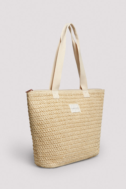 BORSA DA MARE IN RAFIA BEIGE YSABEL MORA