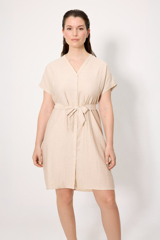 ABITO CAMICIA IN LINO E VISCOSA BEIGE YSABEL MORA