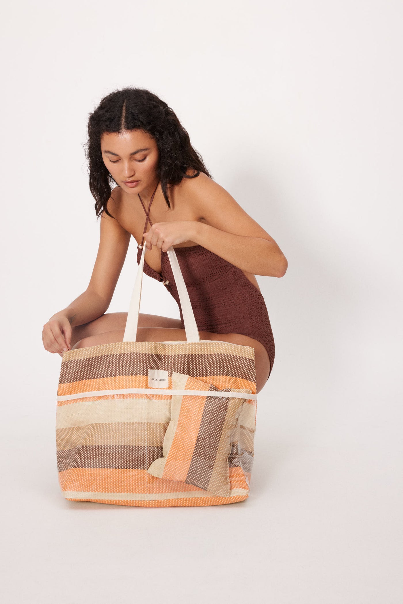 BORSA DA SPIAGGIA IN RAFIA CON CUSCINO COORDINATO YSABEL MORA