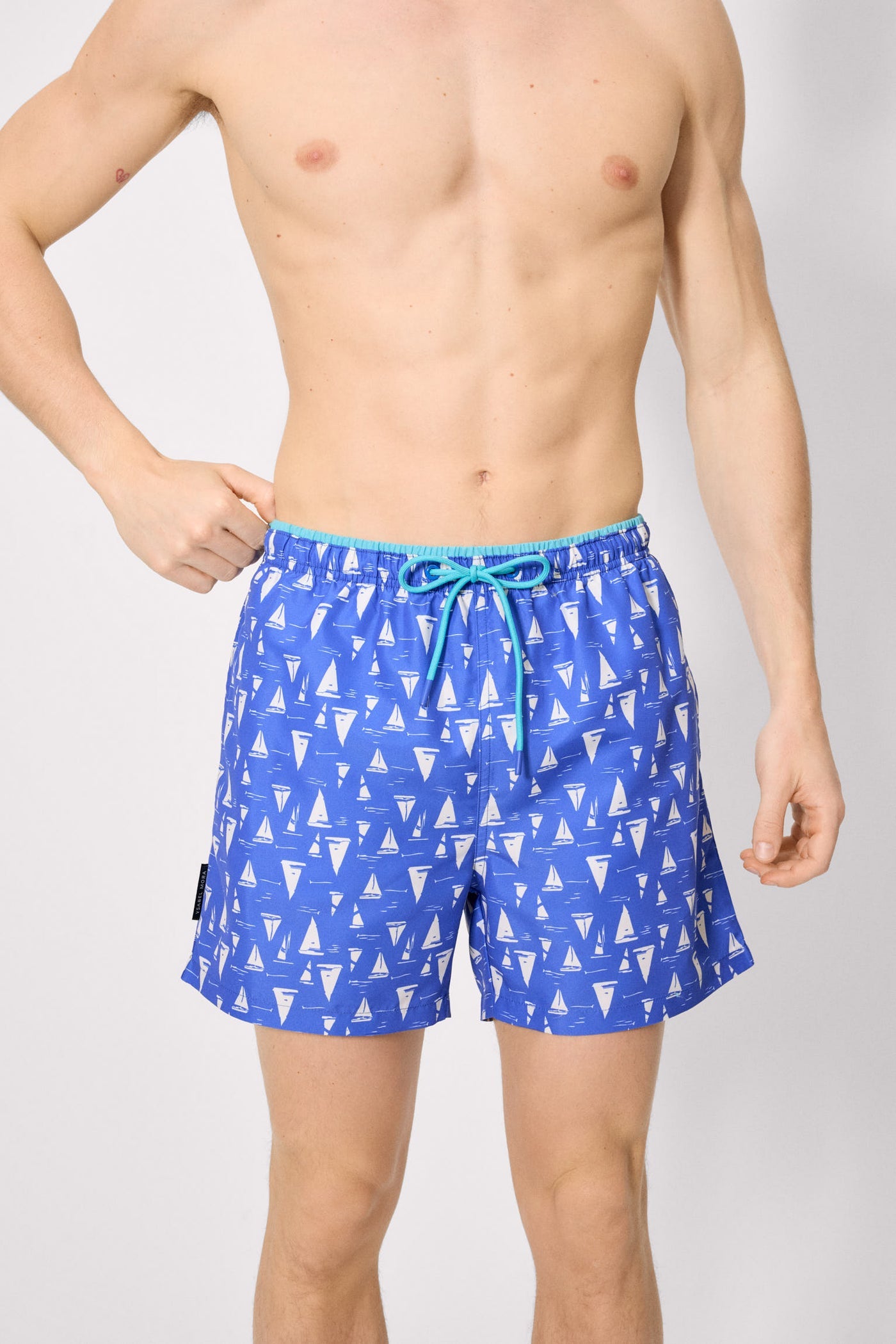 COSTUME BOXER BLU CON STAMPA BARCHE A VELA YSABEL MORA