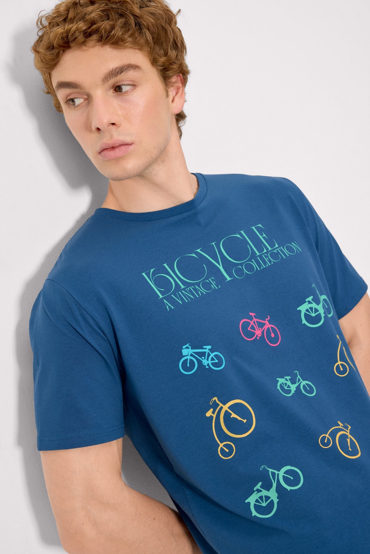 T-SHIRT BLU OCEANO STAMPA BICICLETTE YSABEL MORA