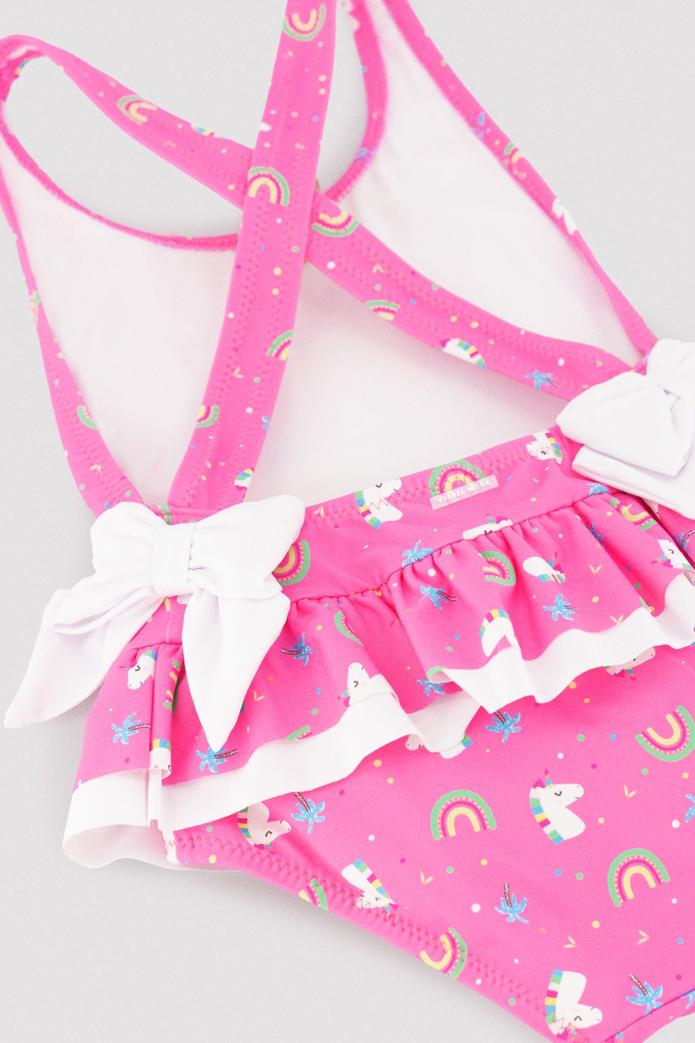 COSTUME INTERO BAMBINA ROSA CON STAMPA UNICORNI E ARCOBALENI YSABEL MORA