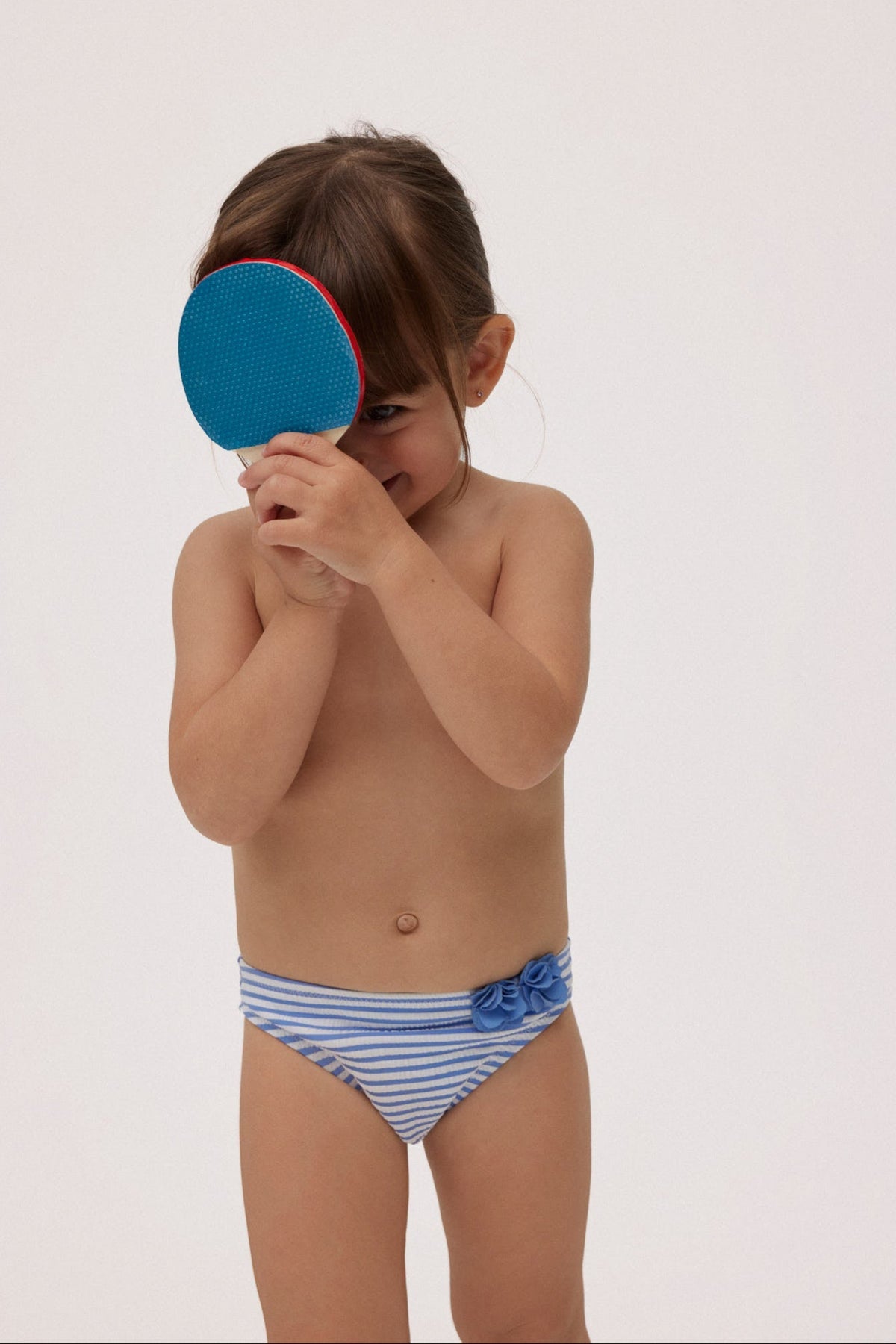 SLIP BIKINI BIMBA CON STAMPA A RIGHE YSABEL MORA