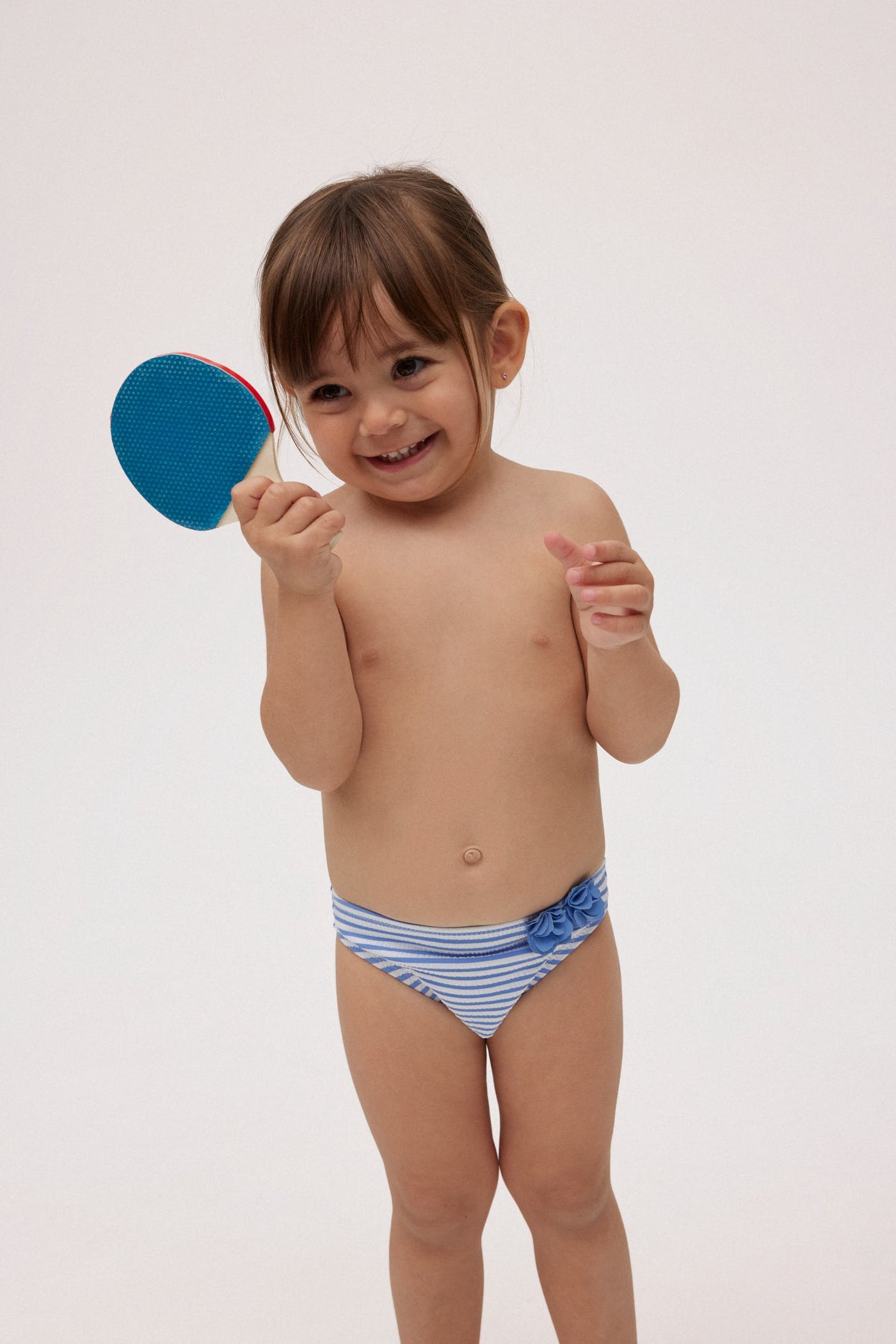 SLIP BIKINI BIMBA CON STAMPA A RIGHE YSABEL MORA