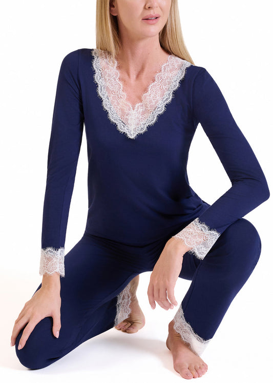 DENTELLE PIGIAMA LUNGO CON PIZZO PHILIPPE MATIGNON