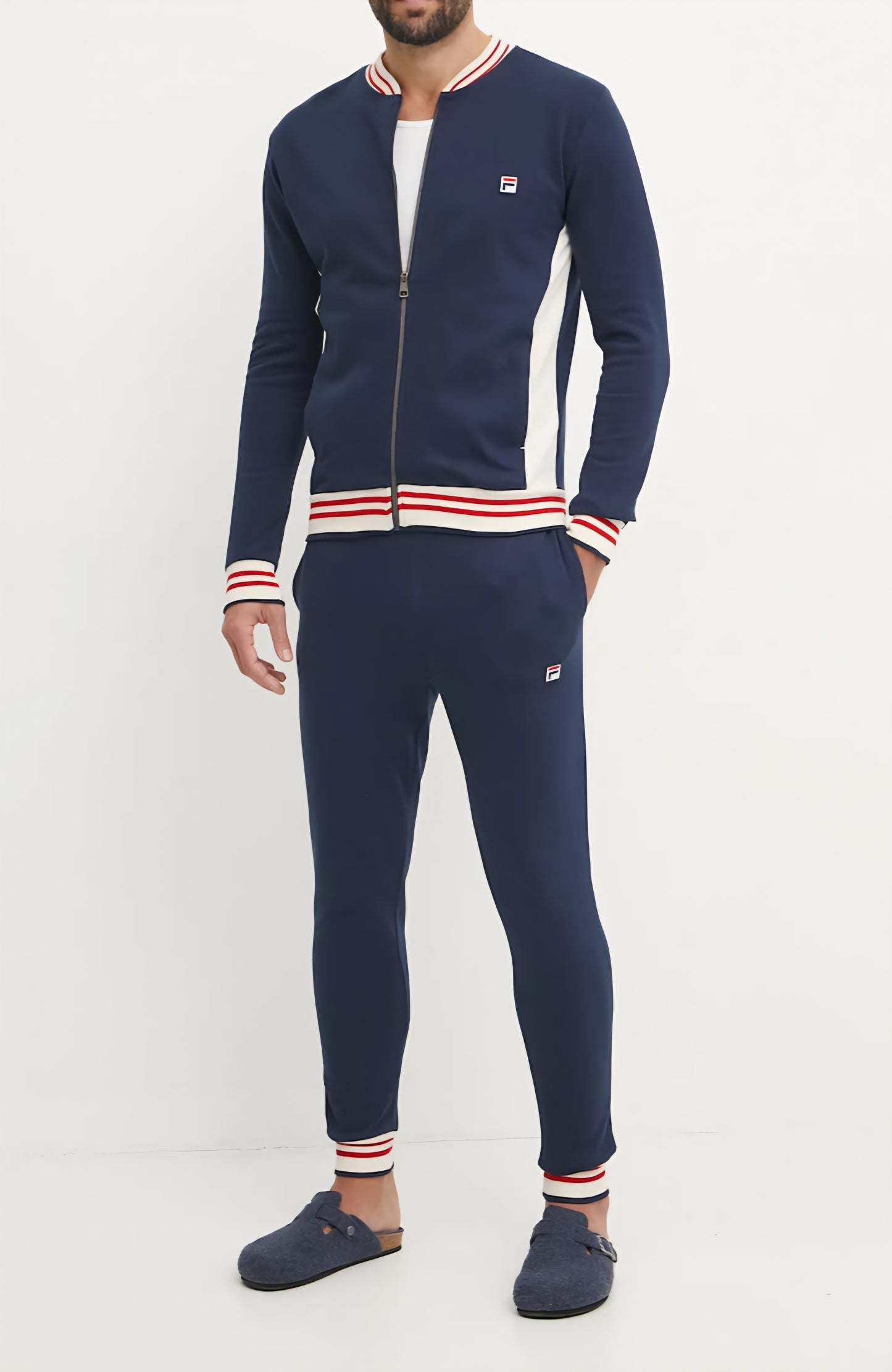 TUTA UOMO NEW NAVY CON ZIP IN COTONE FELPATO FILA