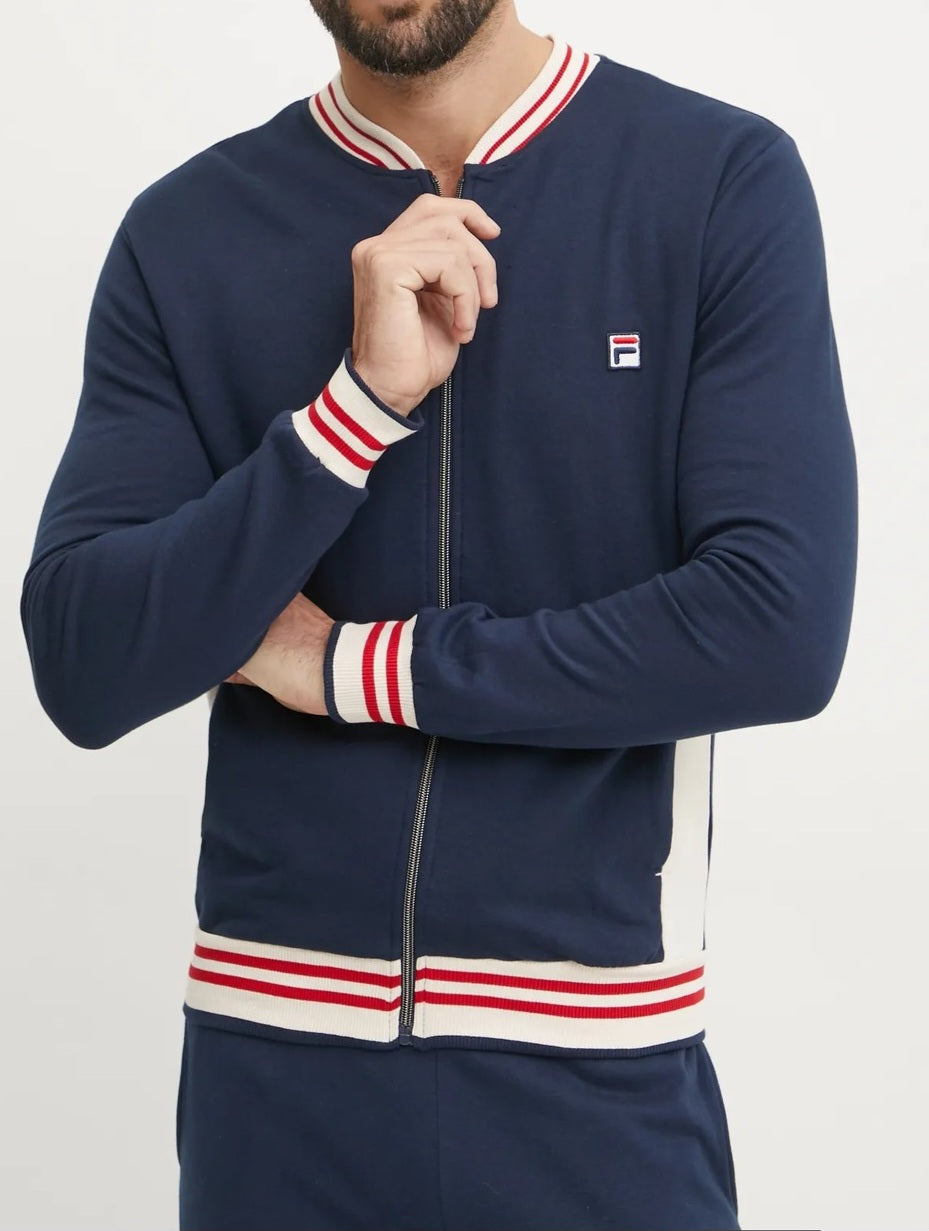 TUTA UOMO NEW NAVY CON ZIP IN COTONE FELPATO FILA
