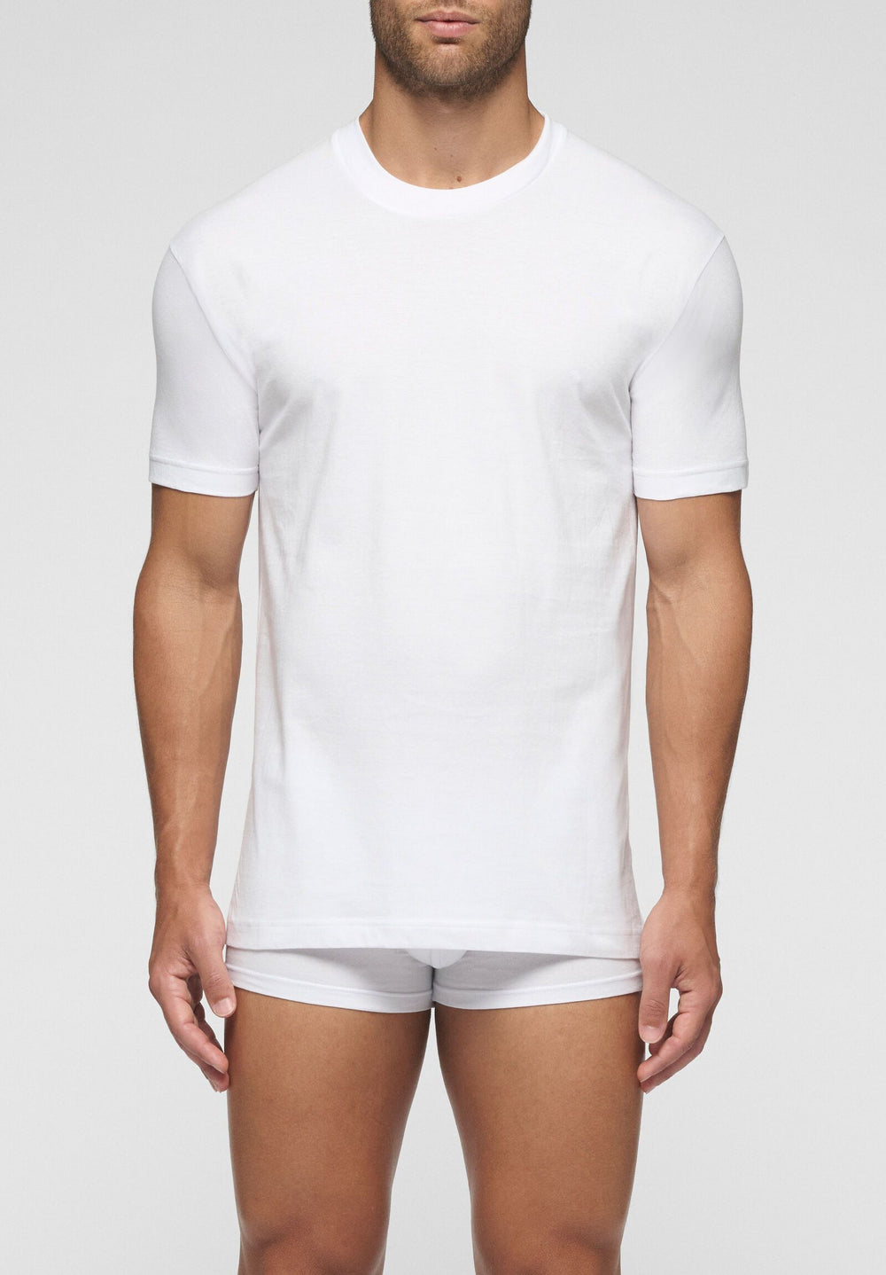 T-SHIRT GIROCOLLO 1306 IN COTONE NATURAL COMFORT CAGI