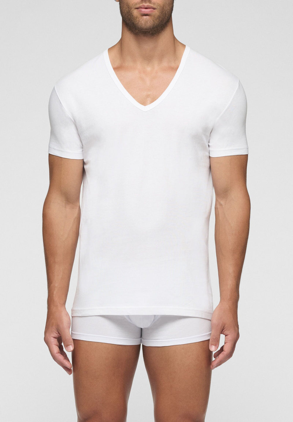 T-SHIRT SCOLLO A V PROFONDO 5326 IN COTONE NATURAL COMFORT CAGI
