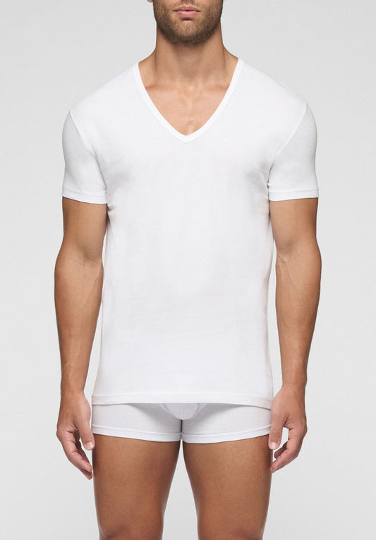T-SHIRT SCOLLO A V PROFONDO 5326 IN COTONE NATURAL COMFORT CAGI