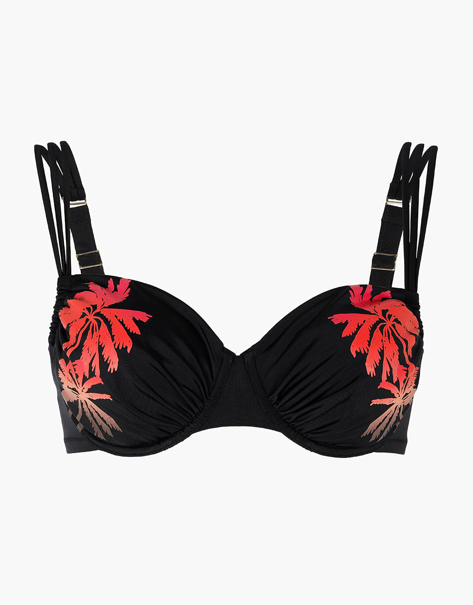 REGGISENO BIKINI NERO STAMPA PALME LINEA PRINTED SHAPING MICRO LOVABLE