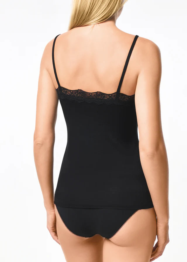 TOP SPALLINE SOTTILI VISCOSA CON PIZZO GOLDEN LADY