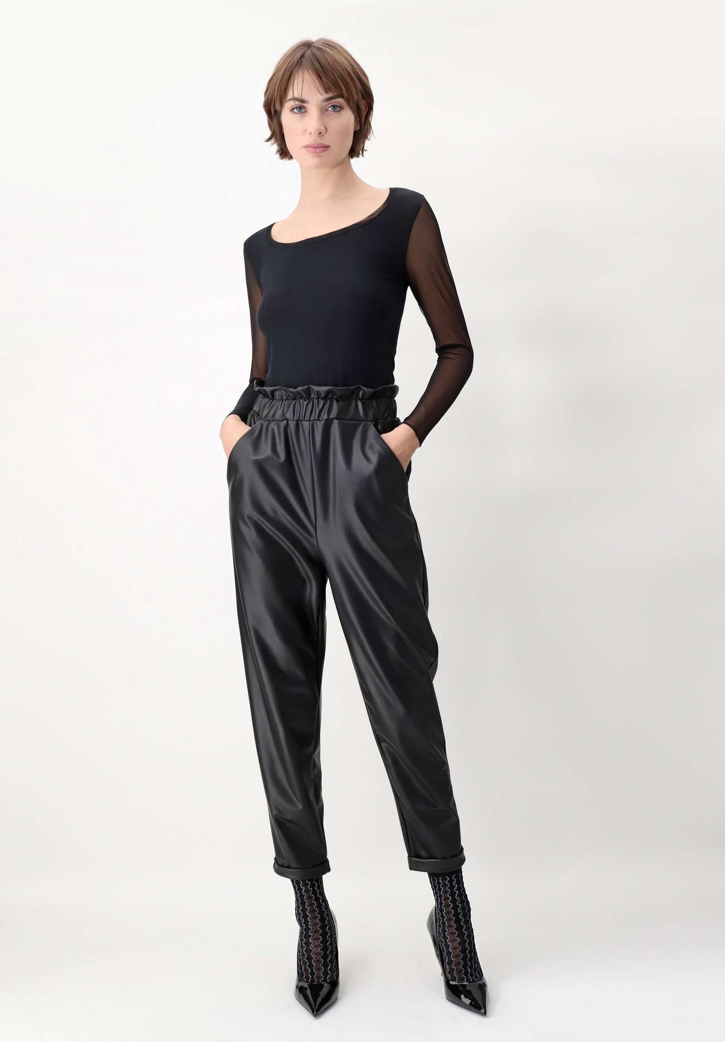 MAGLIA MANICA LUNGA CON DETTAGLI IN TULLE PERFECT LINE OROBLU'