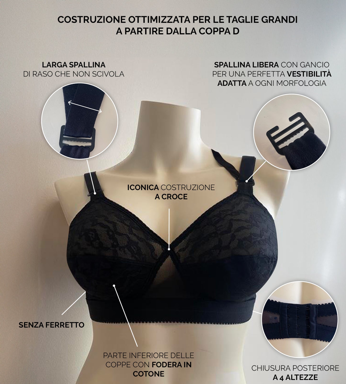 REGGISENO CRISS CROSS 165 SENZA FERRETTO NERO PLAYTEX