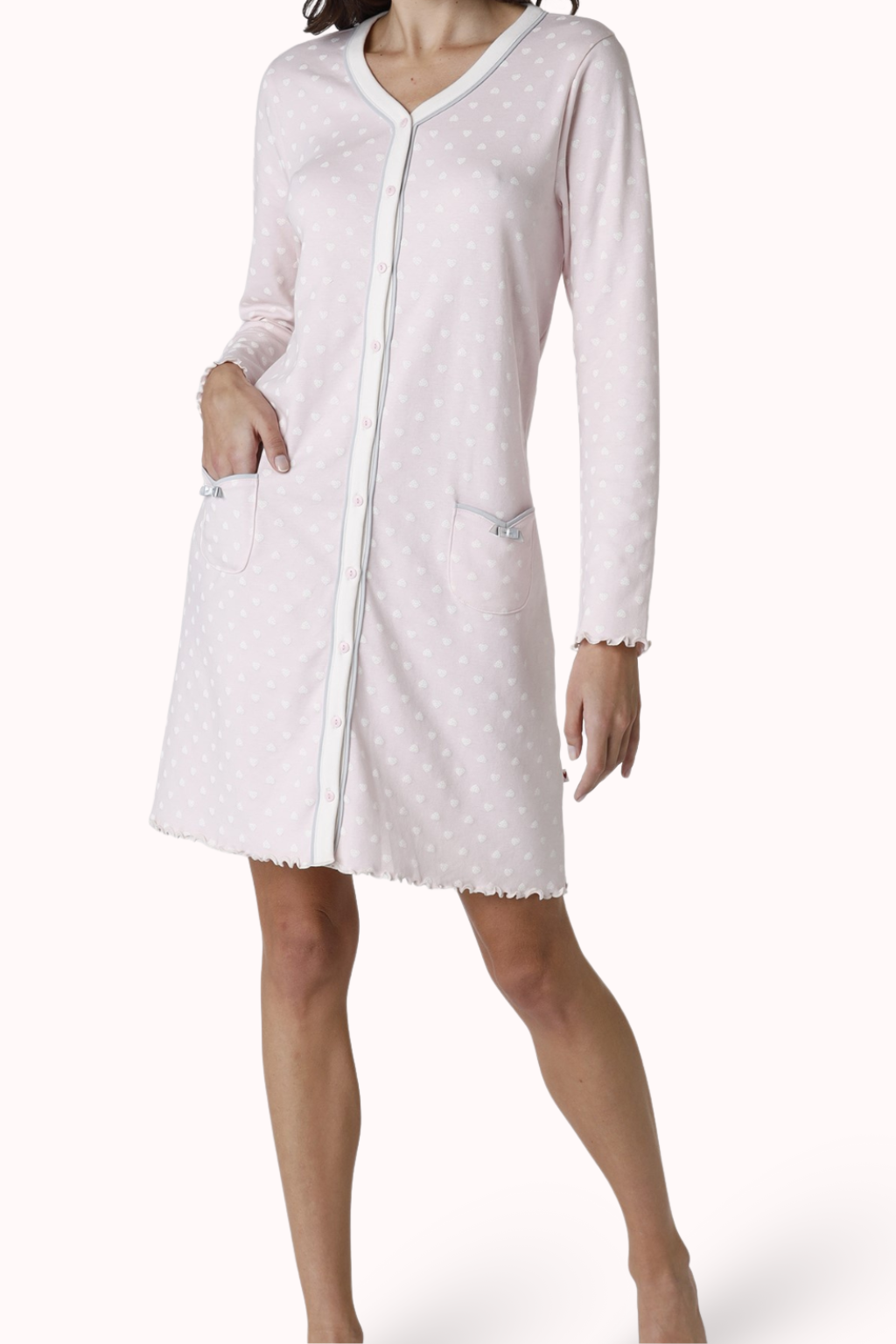 CAMICIA DA NOTTE APERTA IN INTERLOCK DI COTONE LOVABLE