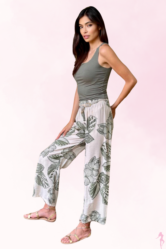 PANTALONE IN VISCOSA STAMPA BOTANICA NORTH POLE LADIES